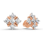0.98 Ct  Round Shape Diamond Stud Earrings | 14K Rose Gold