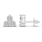 1 Ct  Round Shape Diamond 3 Stone Stud Earrings | 14K Rose Gold