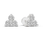 1 Ct  Round Shape Diamond 3 Stone Stud Earrings | 14K Rose Gold