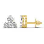 1 Ct  Round Shape Diamond 3 Stone Stud Earrings | 14K Rose Gold