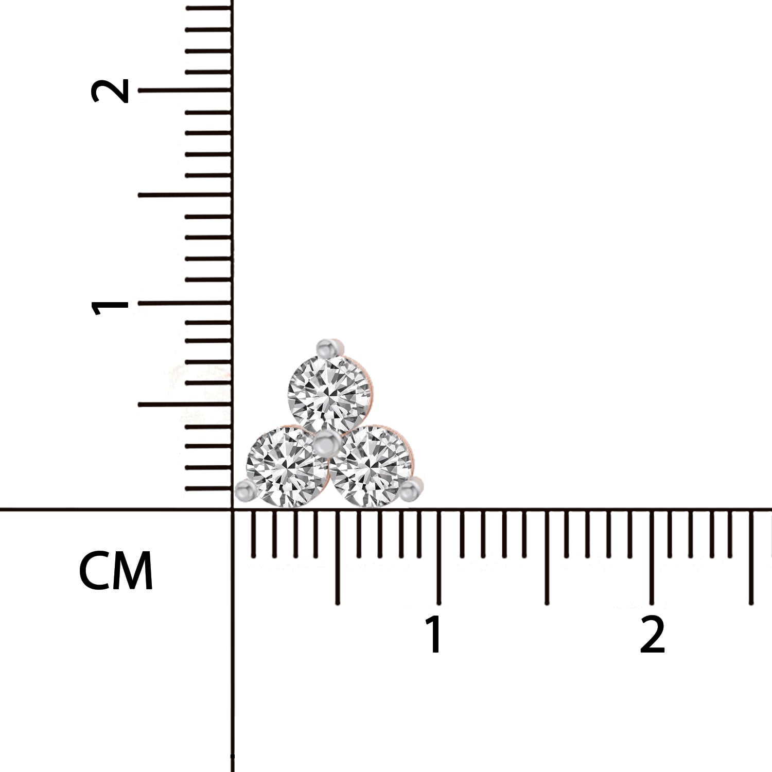 1 Ct  Round Shape Diamond 3 Stone Stud Earrings | 14K Rose Gold