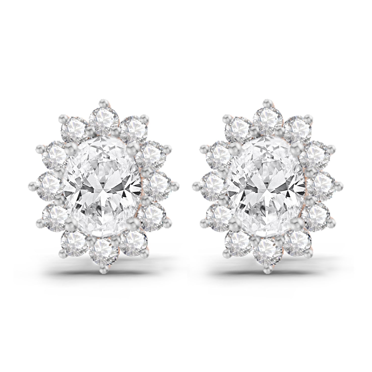 1.25 Ct  Oval Shape Halo Diamond Stud Earrings | 14K Rose Gold