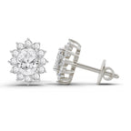 1.25 Ct  Oval Shape Halo Diamond Stud Earrings | 14K Rose Gold