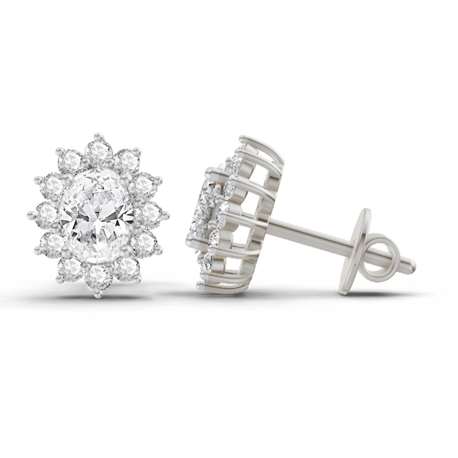 1.25 Ct  Oval Shape Halo Diamond Stud Earrings | 14K Rose Gold