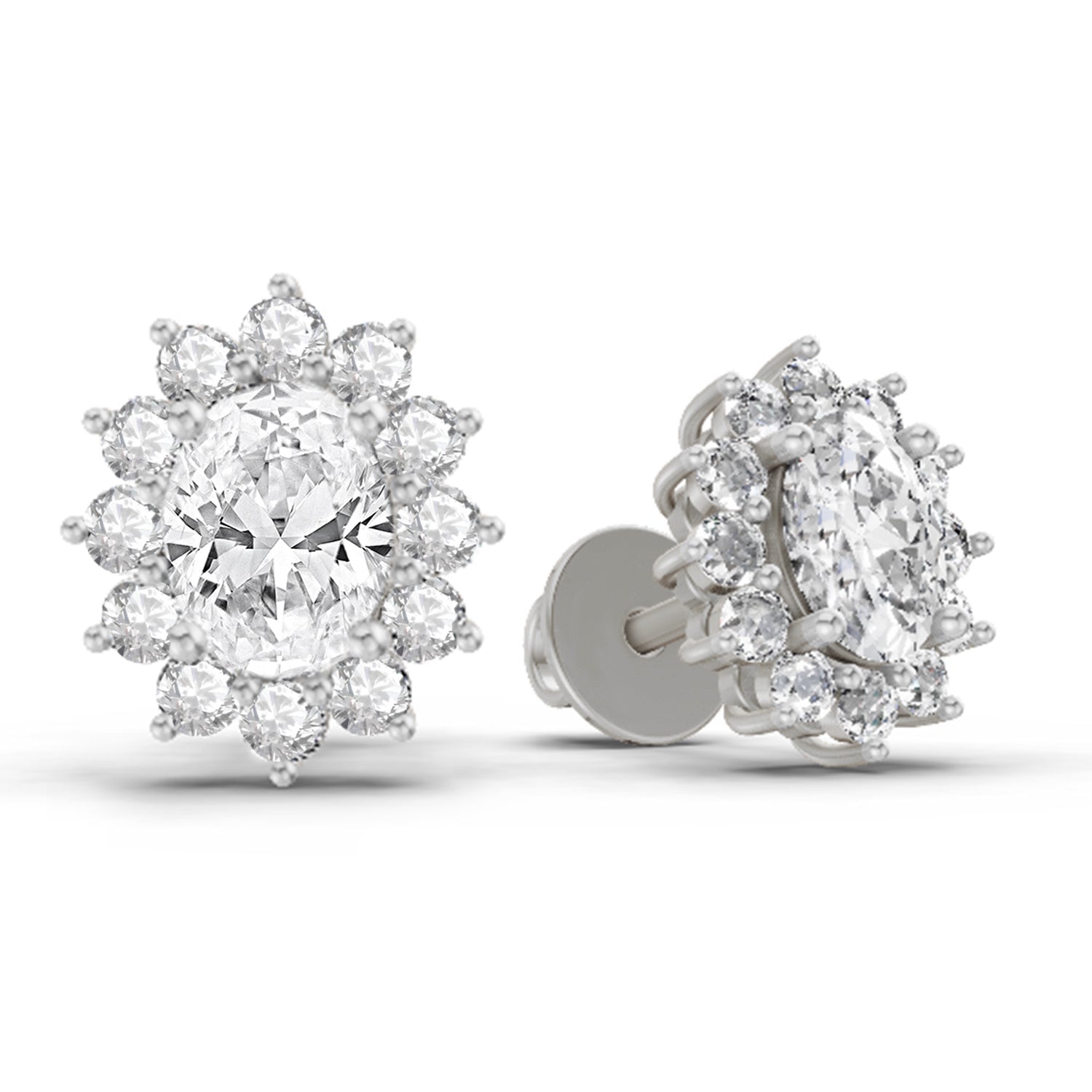 1.25 Ct  Oval Shape Halo Diamond Stud Earrings | 14K Rose Gold