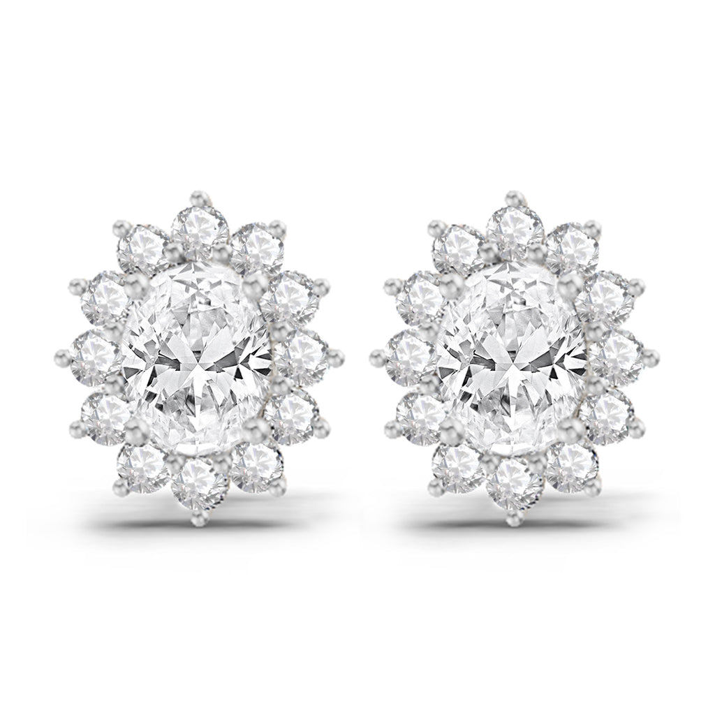1.25 Ct  Oval Shape Halo Diamond Stud Earrings | 14K Rose Gold
