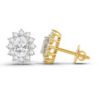 1.25 Ct  Oval Shape Halo Diamond Stud Earrings | 14K Rose Gold
