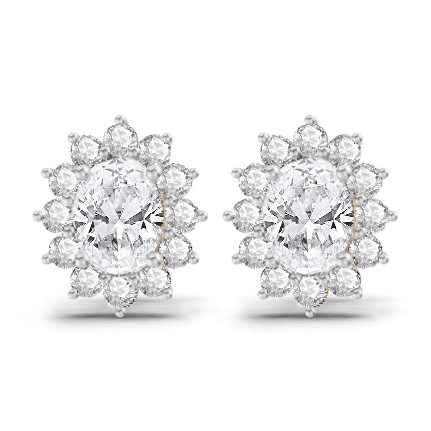 1.25 Ct  Oval Shape Halo Diamond Stud Earrings | 14K Rose Gold