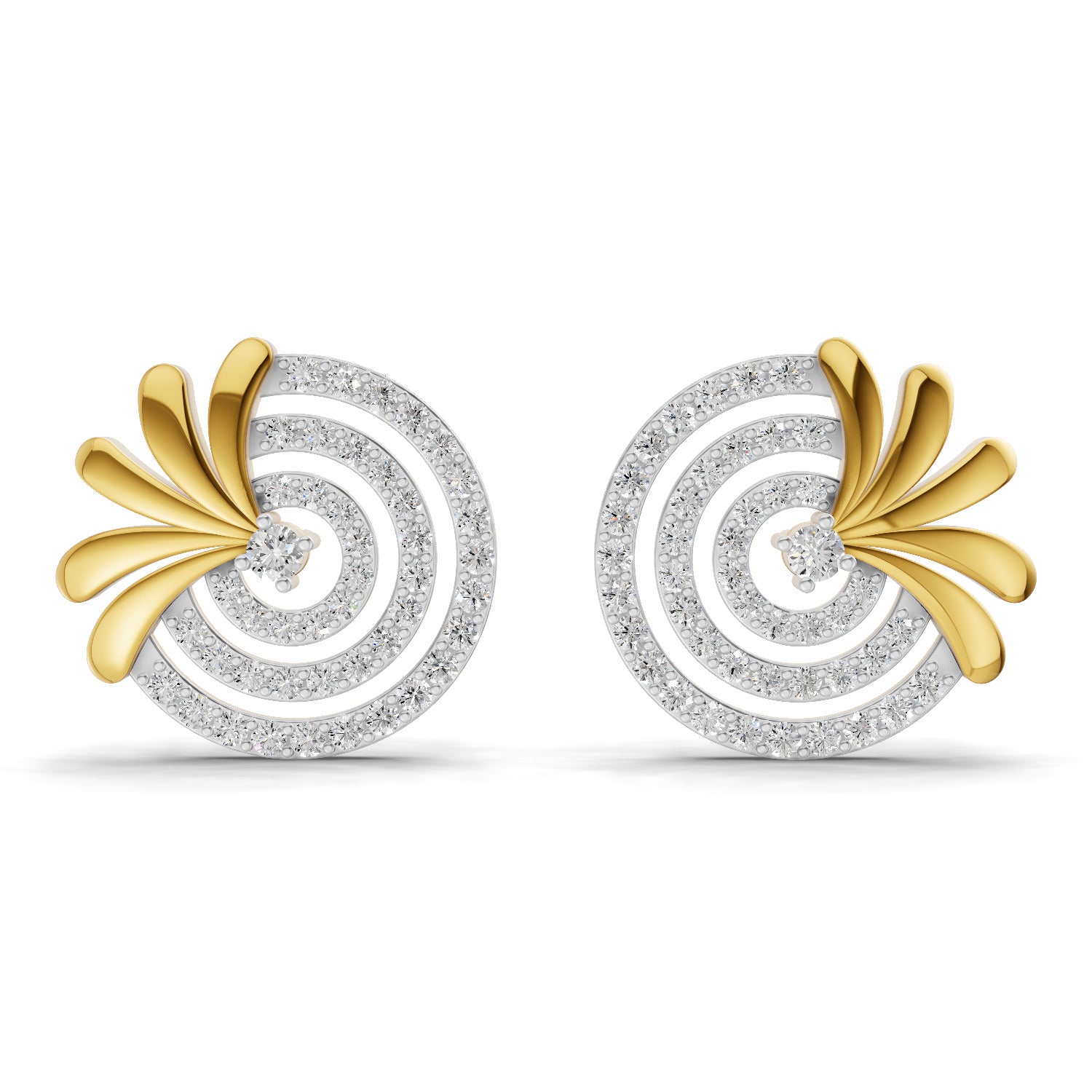 1.16 Carat Round Shape | 925 Sterling Silver Yellow Gold Plated Halo Earrings