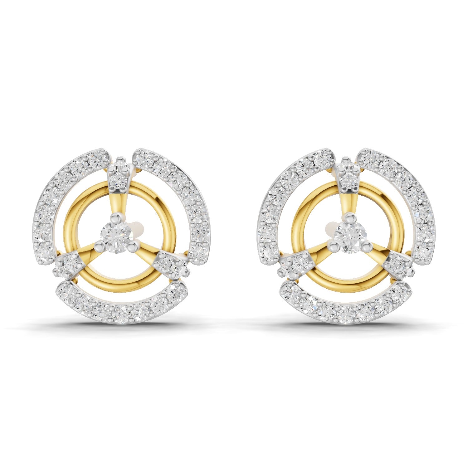 0.26 Carat | 925 Sterling Silver Yellow Gold Plated Fashion Stud Earrings