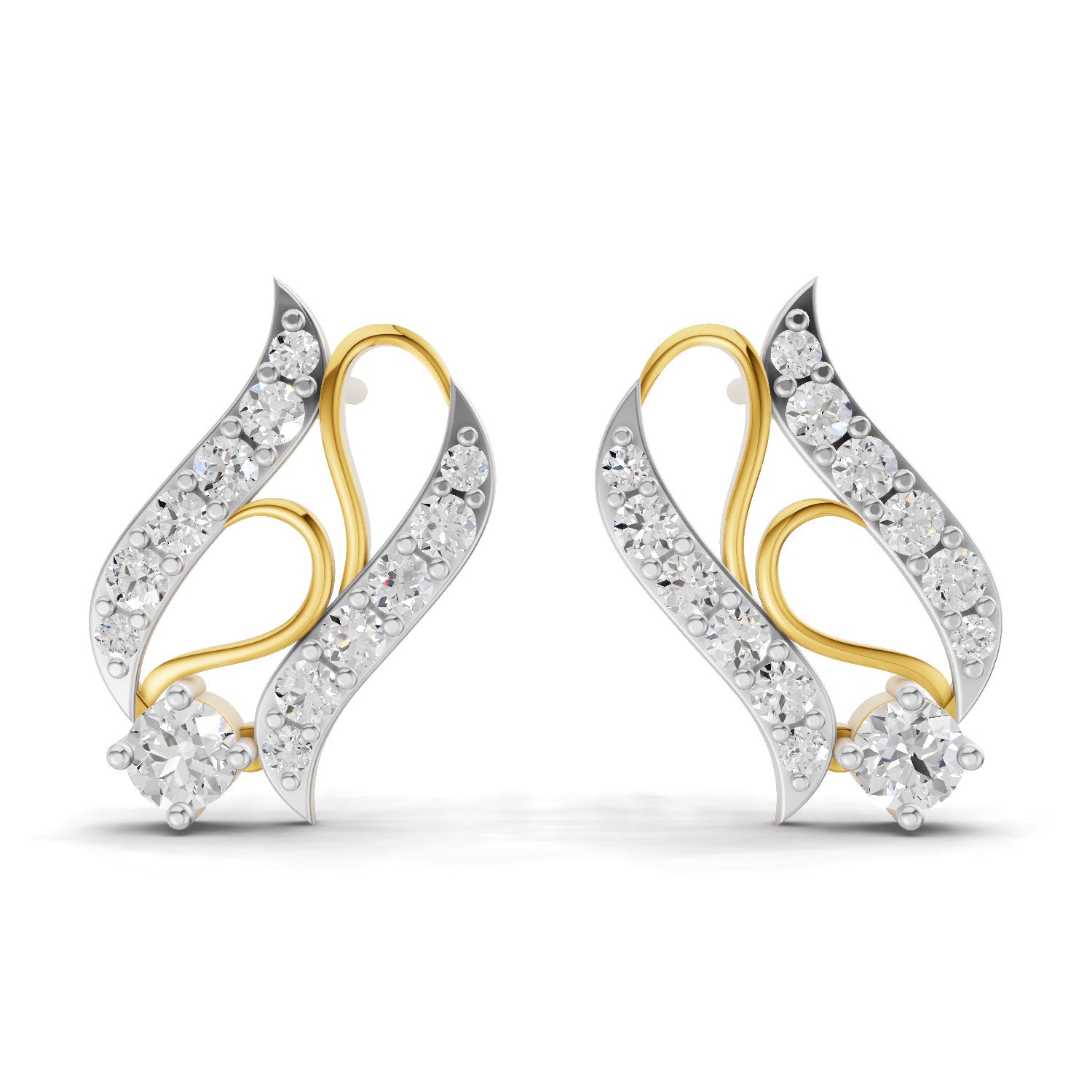 1.18 Carat | 925 Sterling Silver Yellow Gold Plated Fashion Stud Earrings