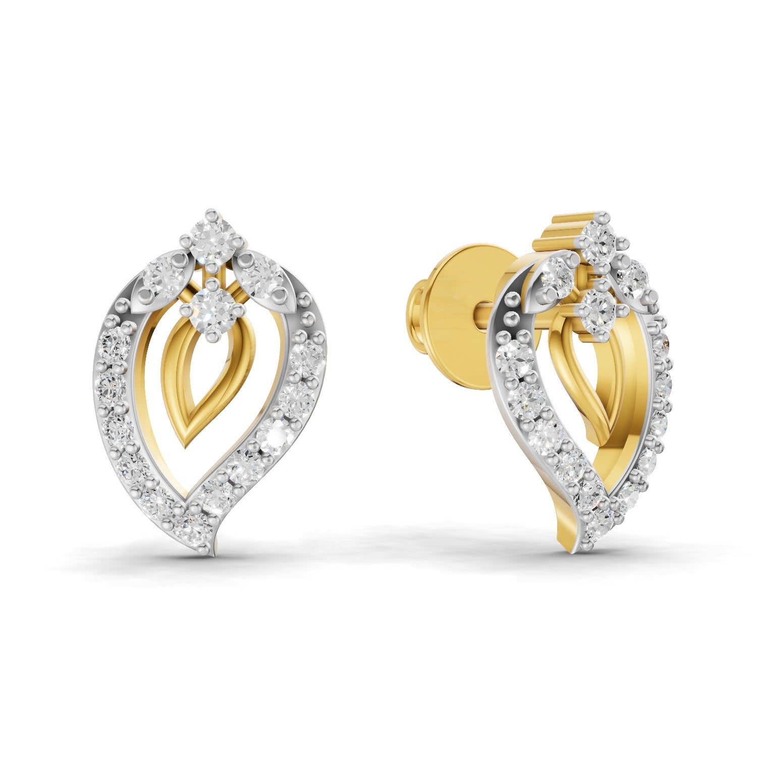 0.31 Carat | 925 Sterling Silver Yellow Gold Plated Fashion Stud Earrings