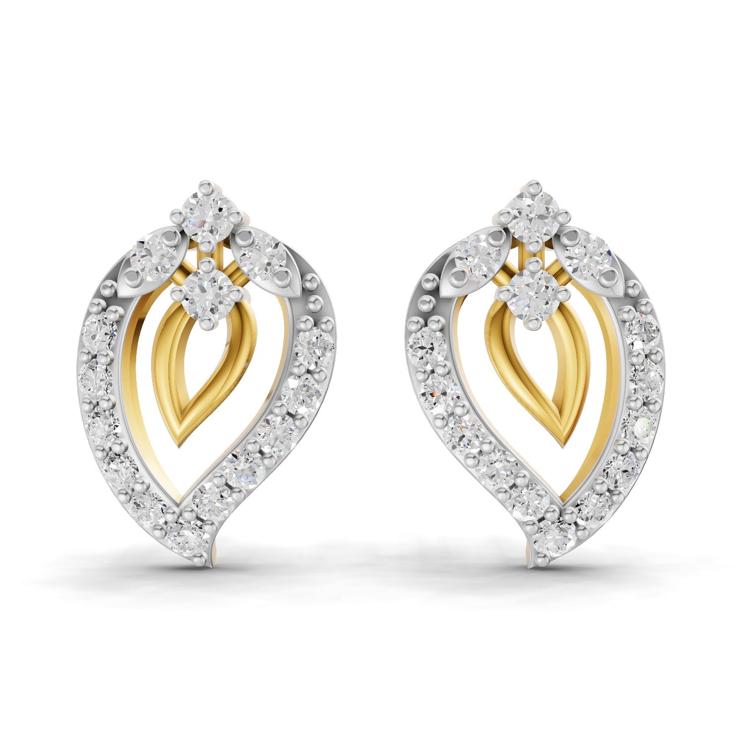 0.31 Carat | 925 Sterling Silver Yellow Gold Plated Fashion Stud Earrings