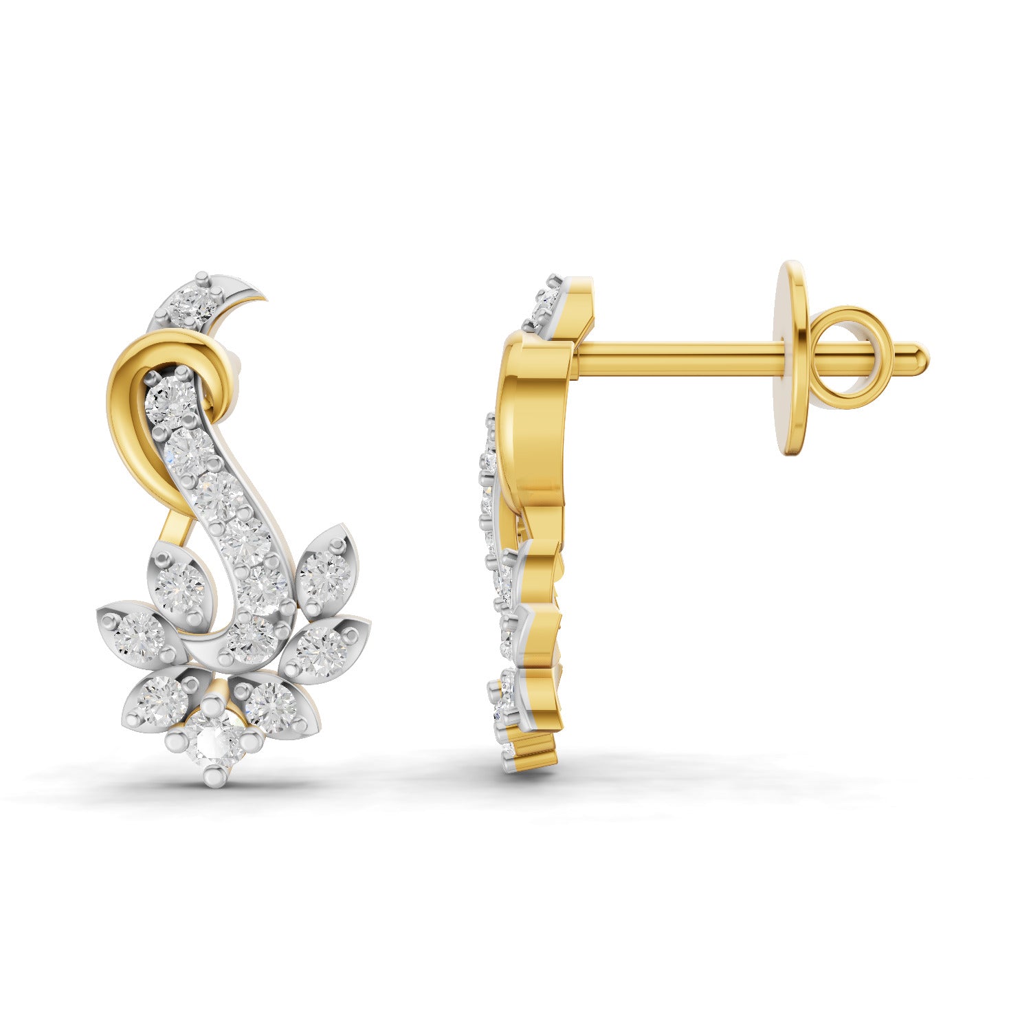 0.3 Carat | 925 Sterling Silver Yellow Gold Plated Fashion Stud Earrings