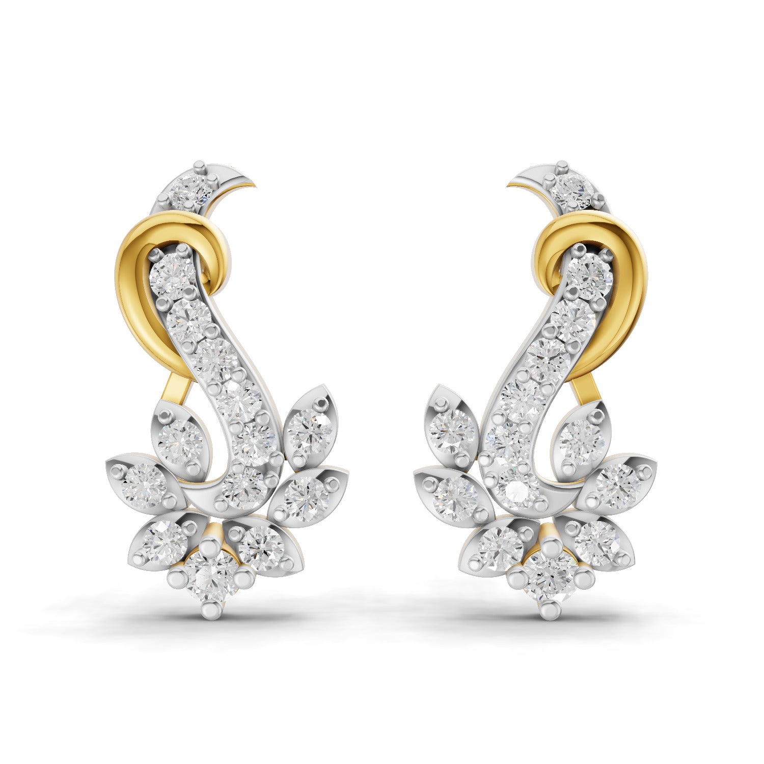 0.3 Carat | 925 Sterling Silver Yellow Gold Plated Fashion Stud Earrings