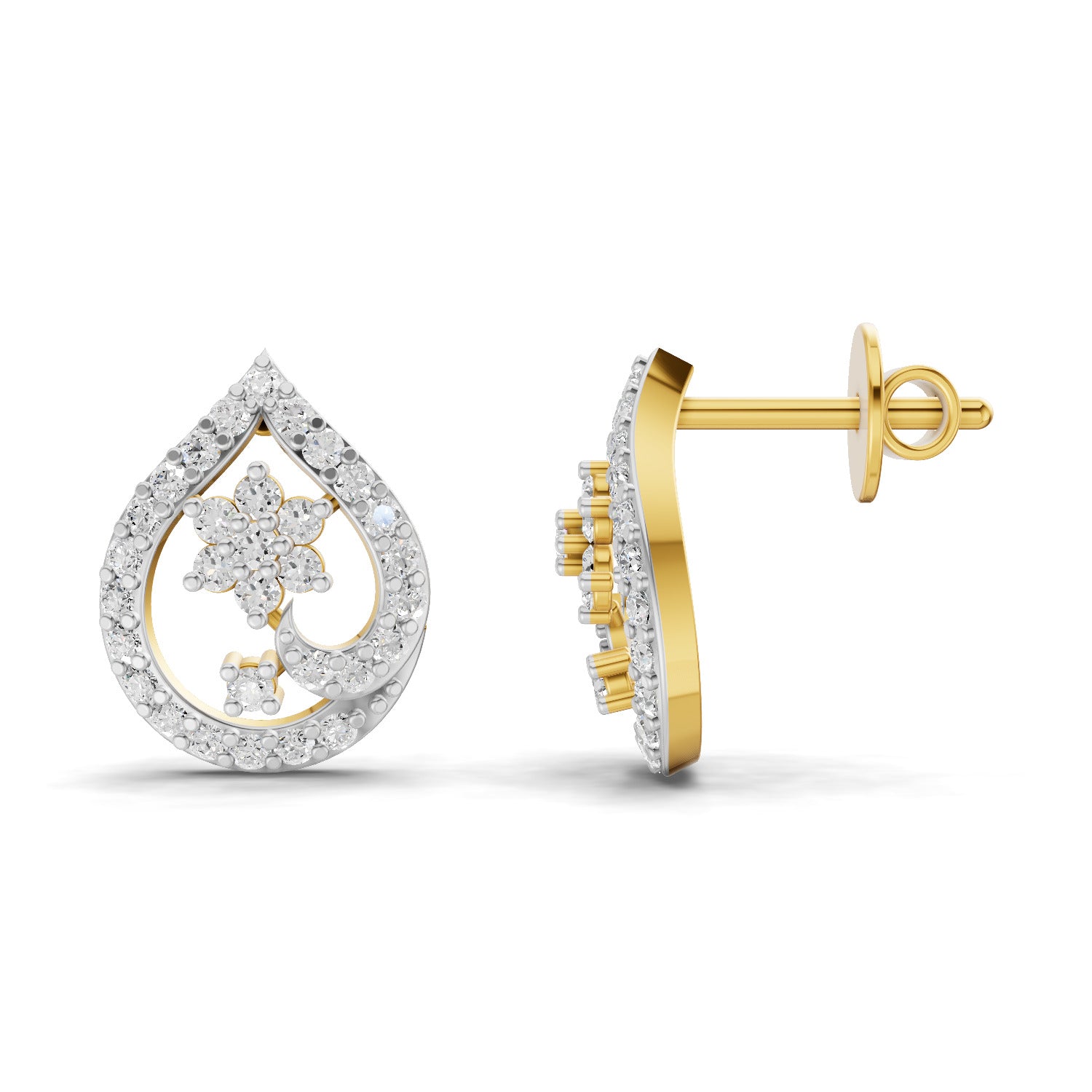 1.4 Carat | 925 Sterling Silver Yellow Gold Plated Fashion Stud Earrings