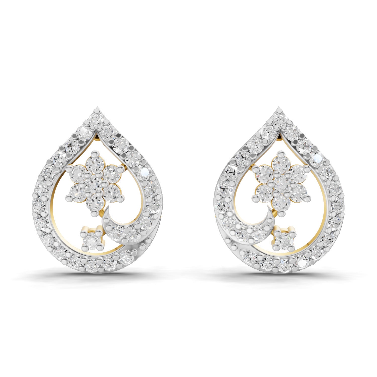 1.4 Carat | 925 Sterling Silver Yellow Gold Plated Fashion Stud Earrings