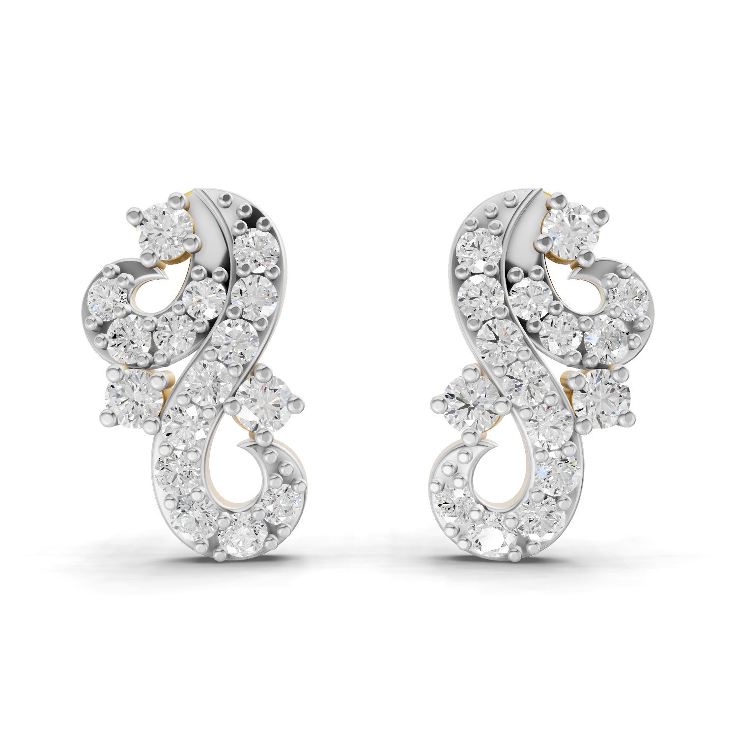 0.42 Carat | 925 Sterling Silver Yellow Gold Plated Fashion Stud Earrings