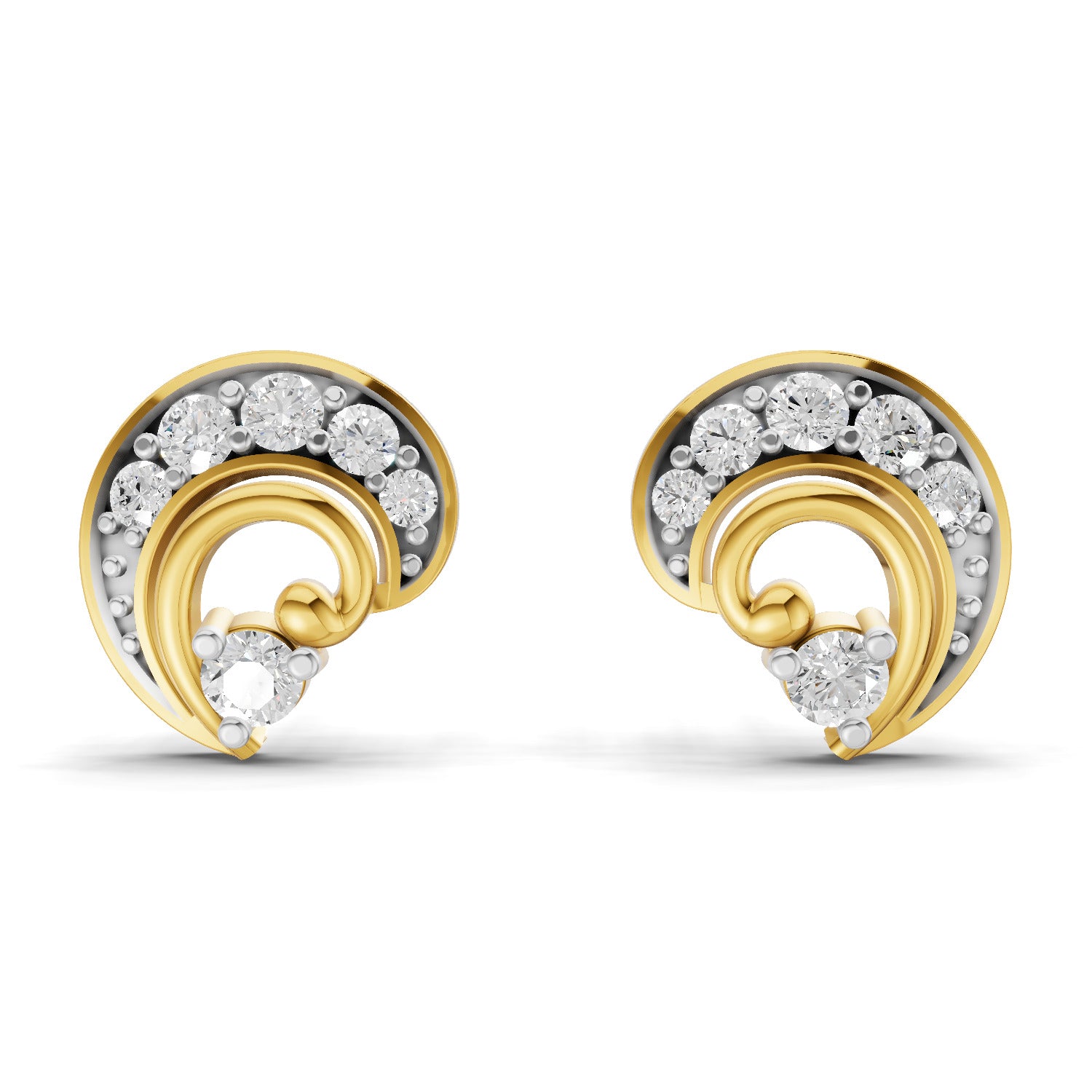 0.25 Carat | 925 Sterling Silver Yellow Gold Plated Fashion Stud Earrings