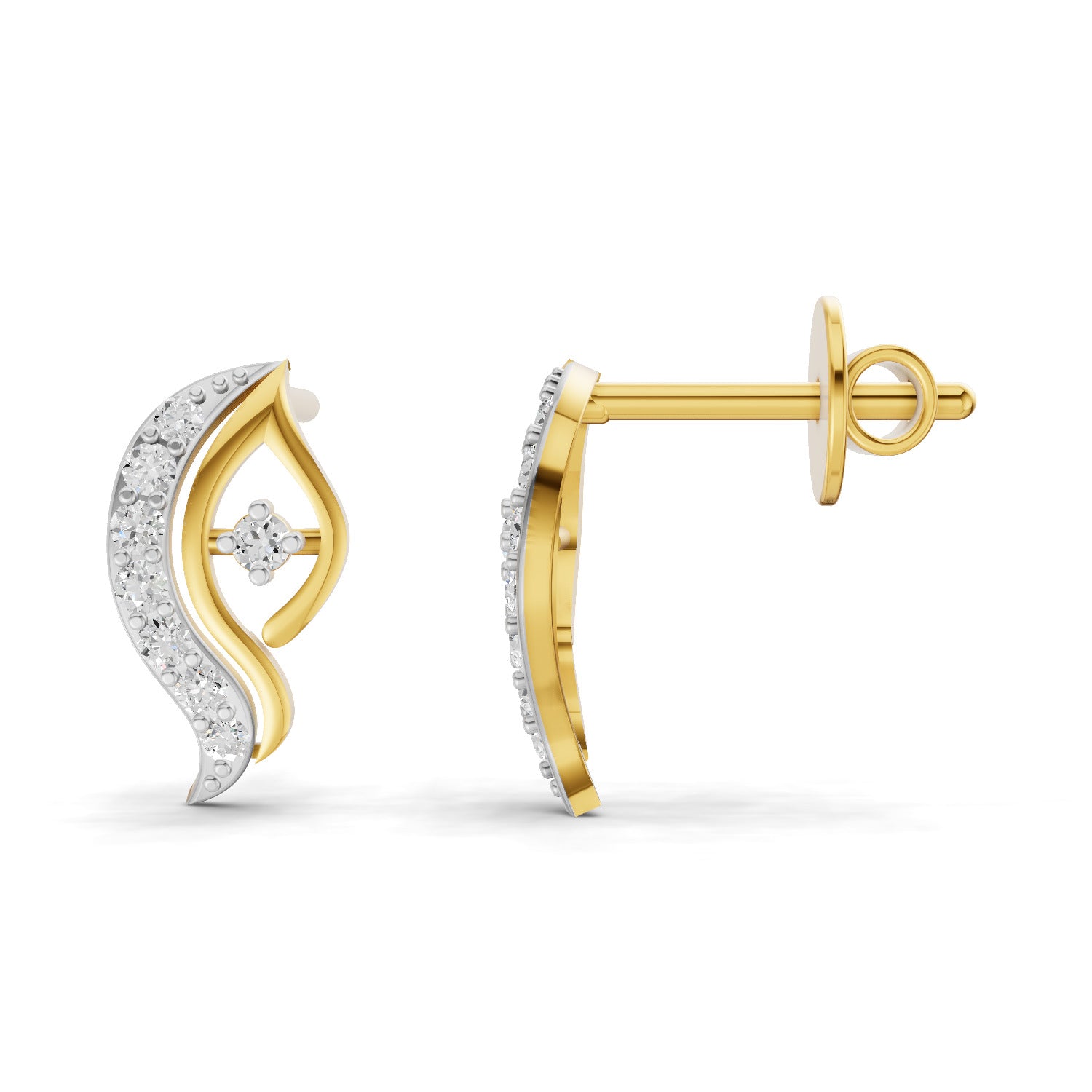 0.18 Carat | 925 Sterling Silver Yellow Gold Plated Fashion Stud Earrings