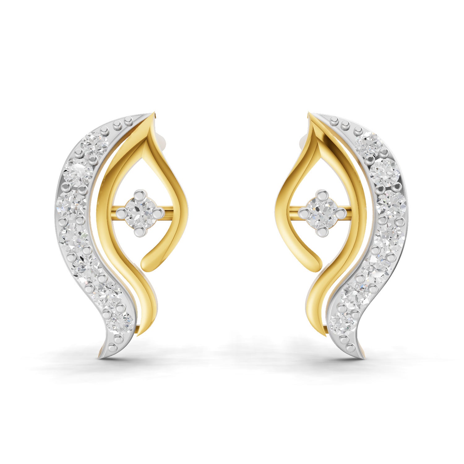 0.18 Carat | 925 Sterling Silver Yellow Gold Plated Fashion Stud Earrings