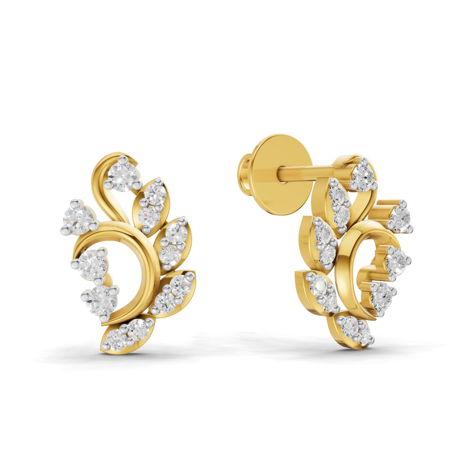 0.27 Carat | 925 Sterling Silver Yellow Gold Plated Fashion Stud Earrings
