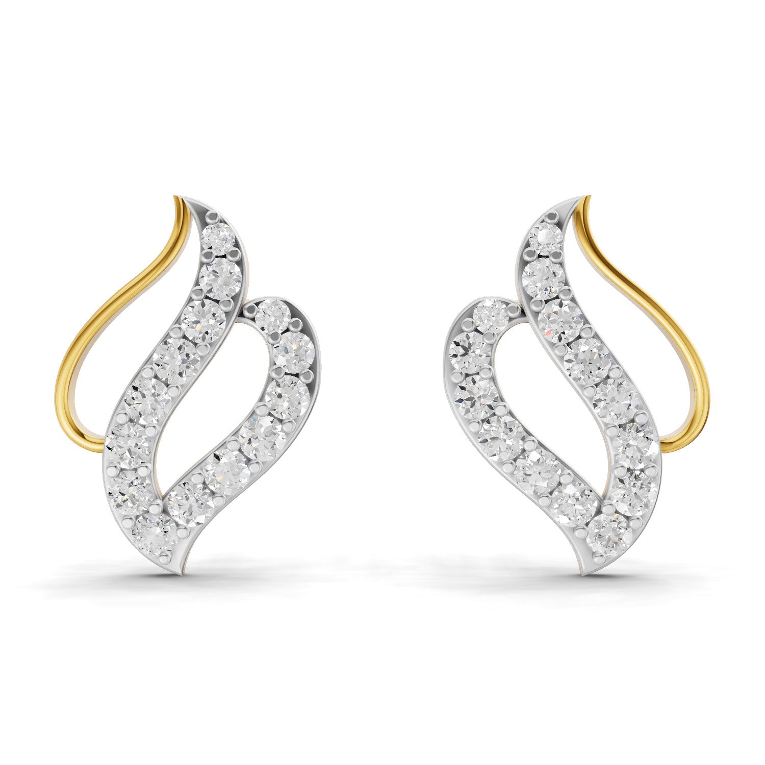 0.94 Carat | 925 Sterling Silver Yellow Gold Plated Fashion Stud Earrings