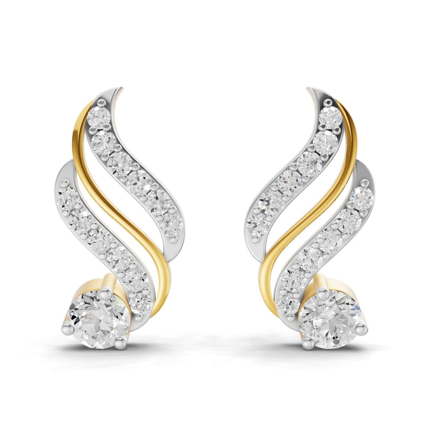 0.89 Carat | 925 Sterling Silver Yellow Gold Plated Fashion Stud Earrings