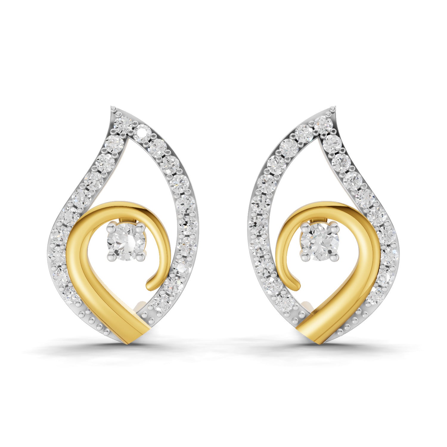 0.92 Carat | 925 Sterling Silver Yellow Gold Plated Fashion Stud Earrings