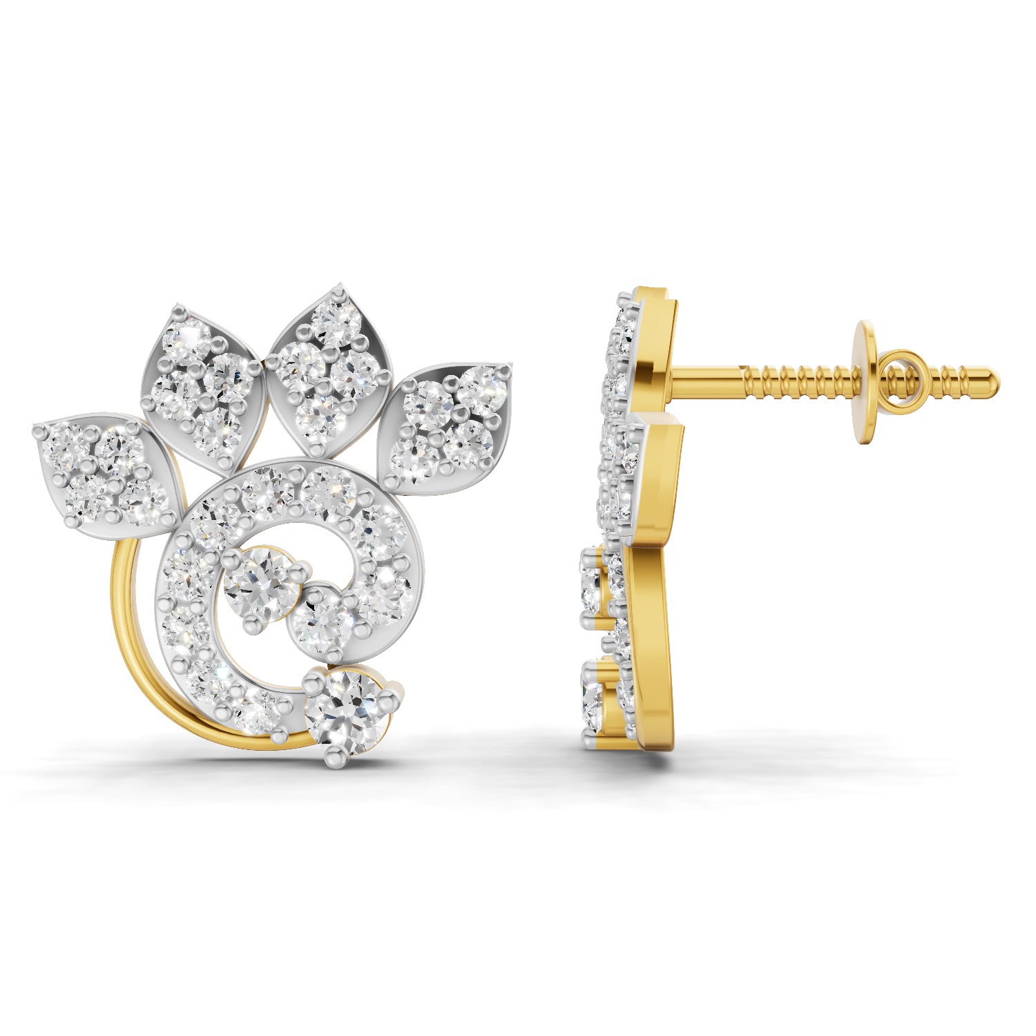 1.25 Carat  | 925 Sterling Silver Gold Plated Fashion Earrings
