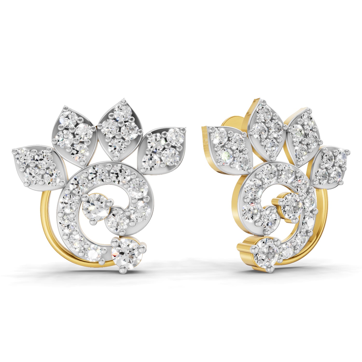 1.25 Carat  | 925 Sterling Silver Gold Plated Fashion Earrings