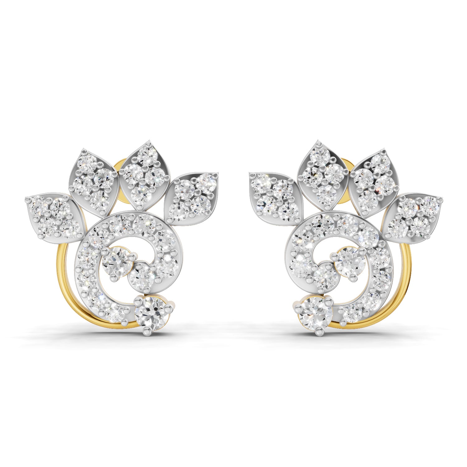 1.25 Carat  | 925 Sterling Silver Gold Plated Fashion Earrings