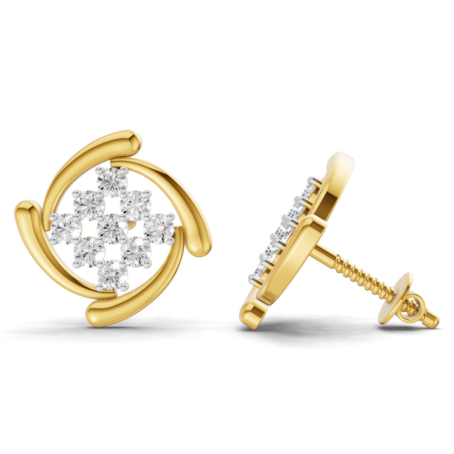0.52 Carat  | 925 Sterling Silver Gold Plated Fashion Earrings