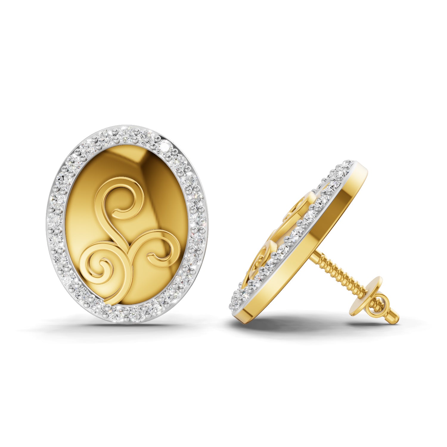 0.07 Carat  | 925 Sterling Silver Gold Plated Fashion Earrings