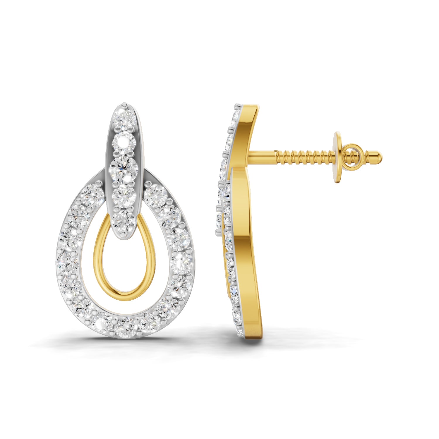 0.88 Carat  | 925 Sterling Silver Gold Plated Diamond Aura Earrings