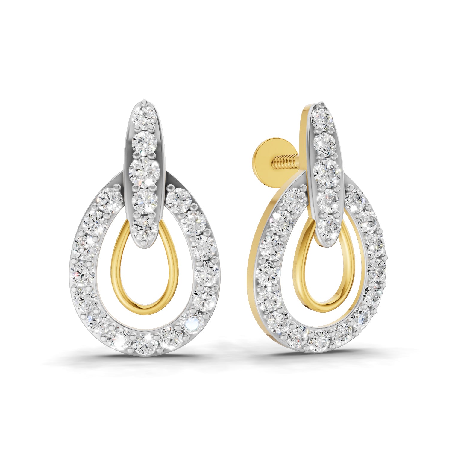 0.88 Carat  | 925 Sterling Silver Gold Plated Diamond Aura Earrings