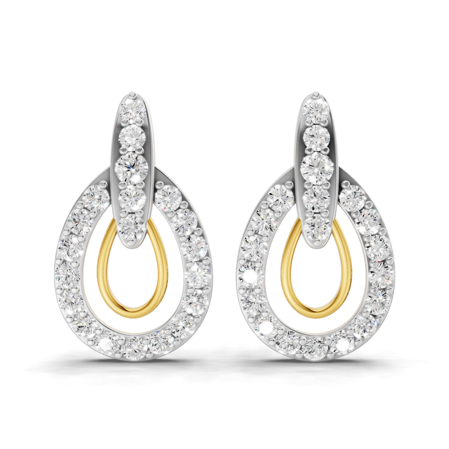 0.88 Carat  | 925 Sterling Silver Gold Plated Diamond Aura Earrings