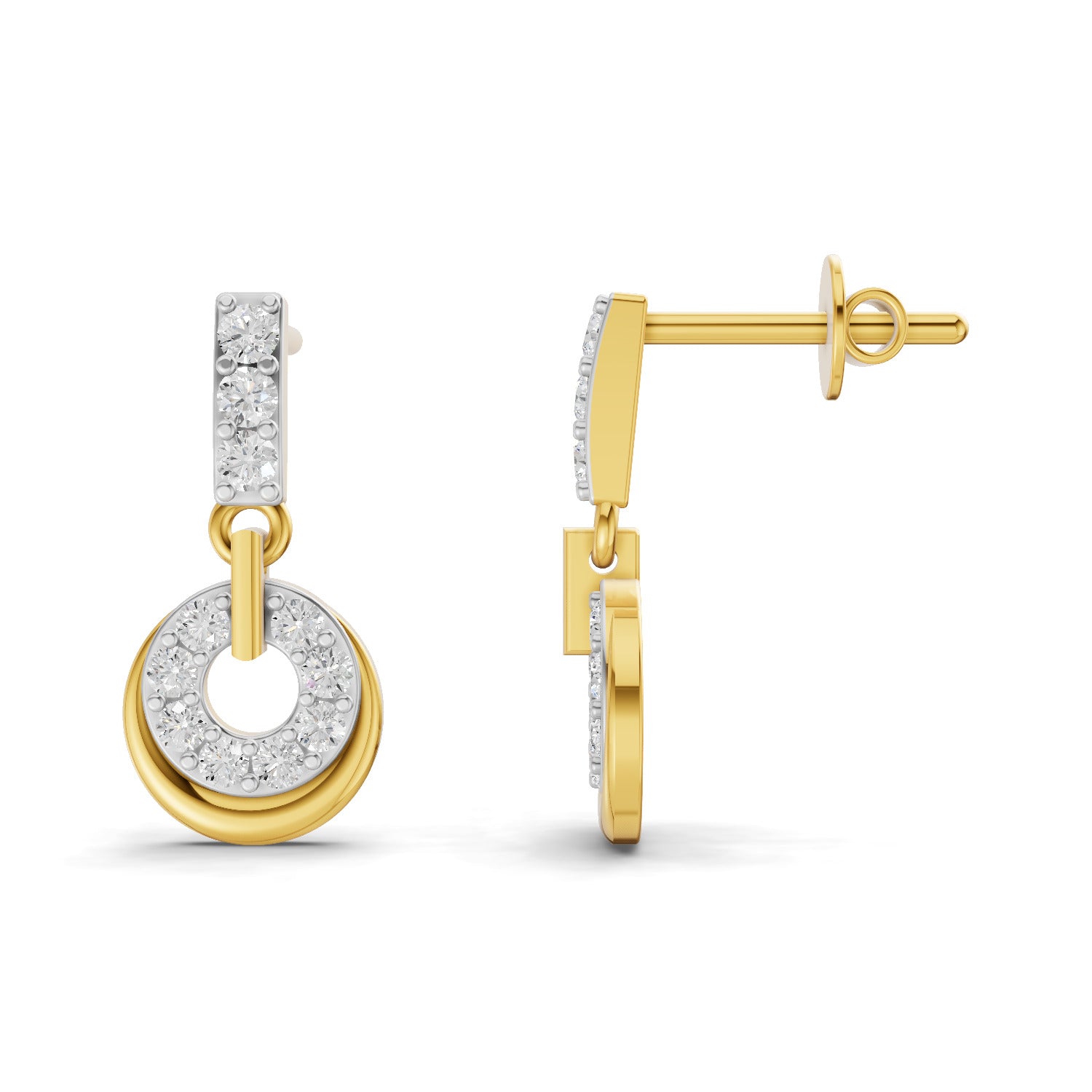 0.35 Carat  | 925 Sterling Silver Gold Plated Fashion Earrings