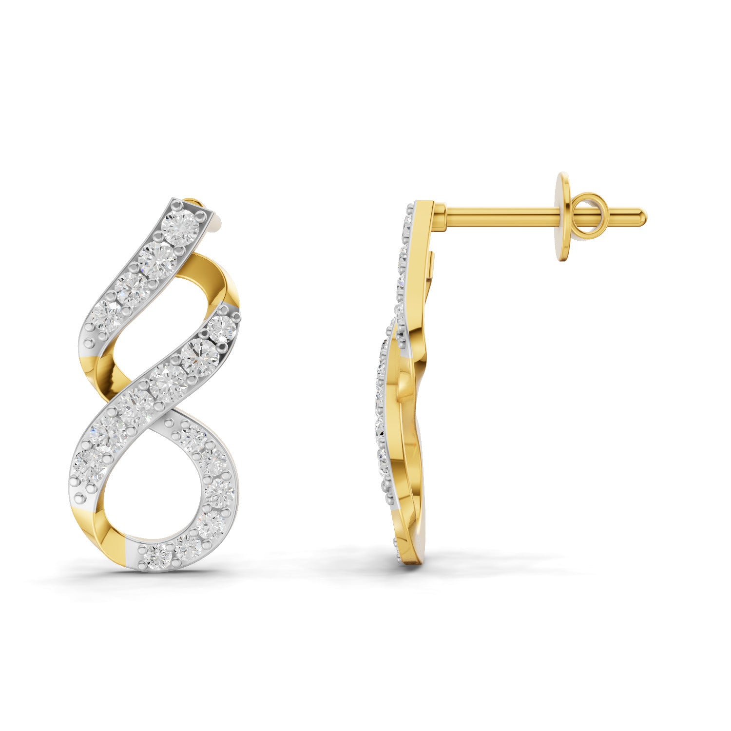0.49 Carat  | 925 Sterling Silver Gold Plated Fashion Earrings