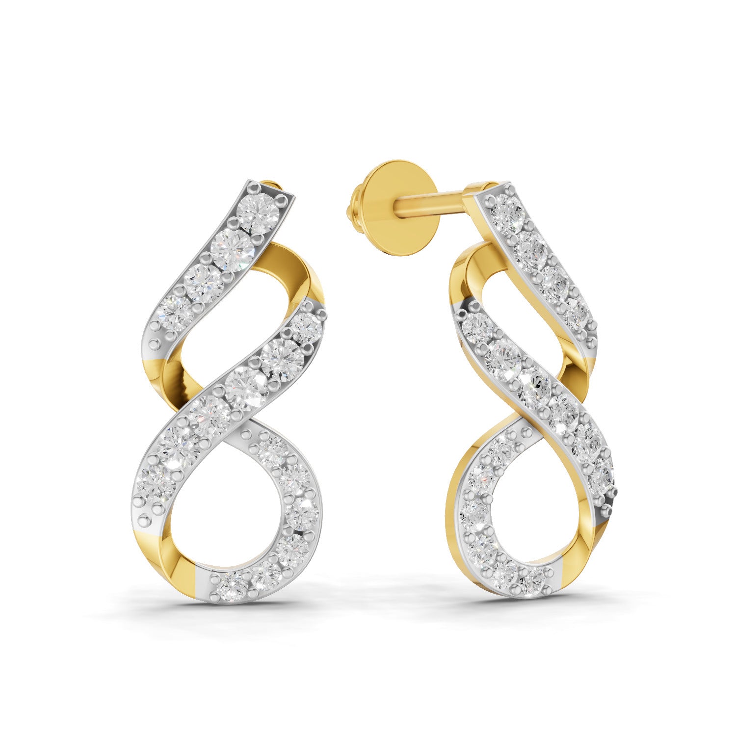 0.49 Carat  | 925 Sterling Silver Gold Plated Fashion Earrings