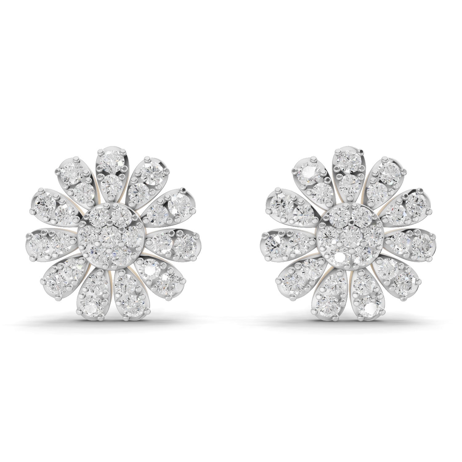 0.76 Carat  | 925 Sterling Silver Gold Plated Floral Earrings