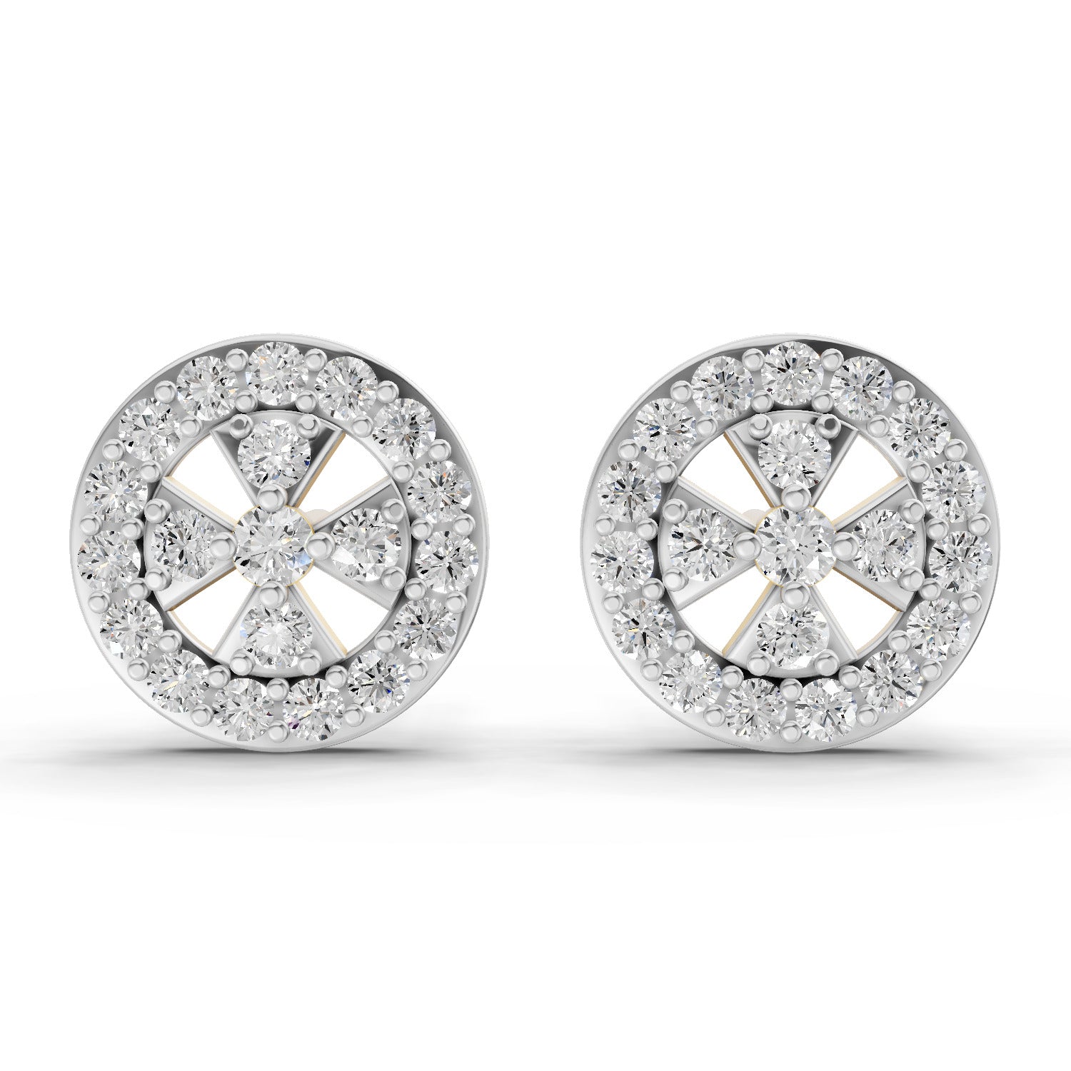 0.64 Carat  | 925 Sterling Silver Gold Plated Diamond Halo Stud Earrings