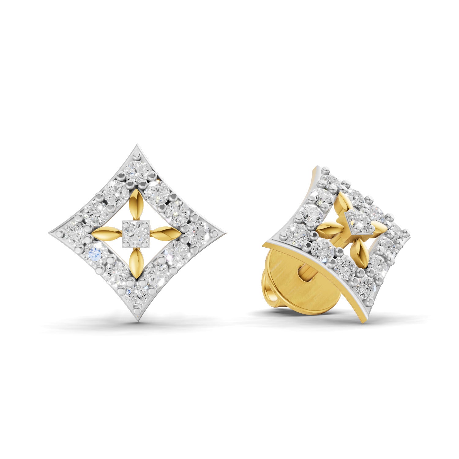 0.31 Carat  | 925 Sterling Silver Gold Plated Square Fashion Earrings