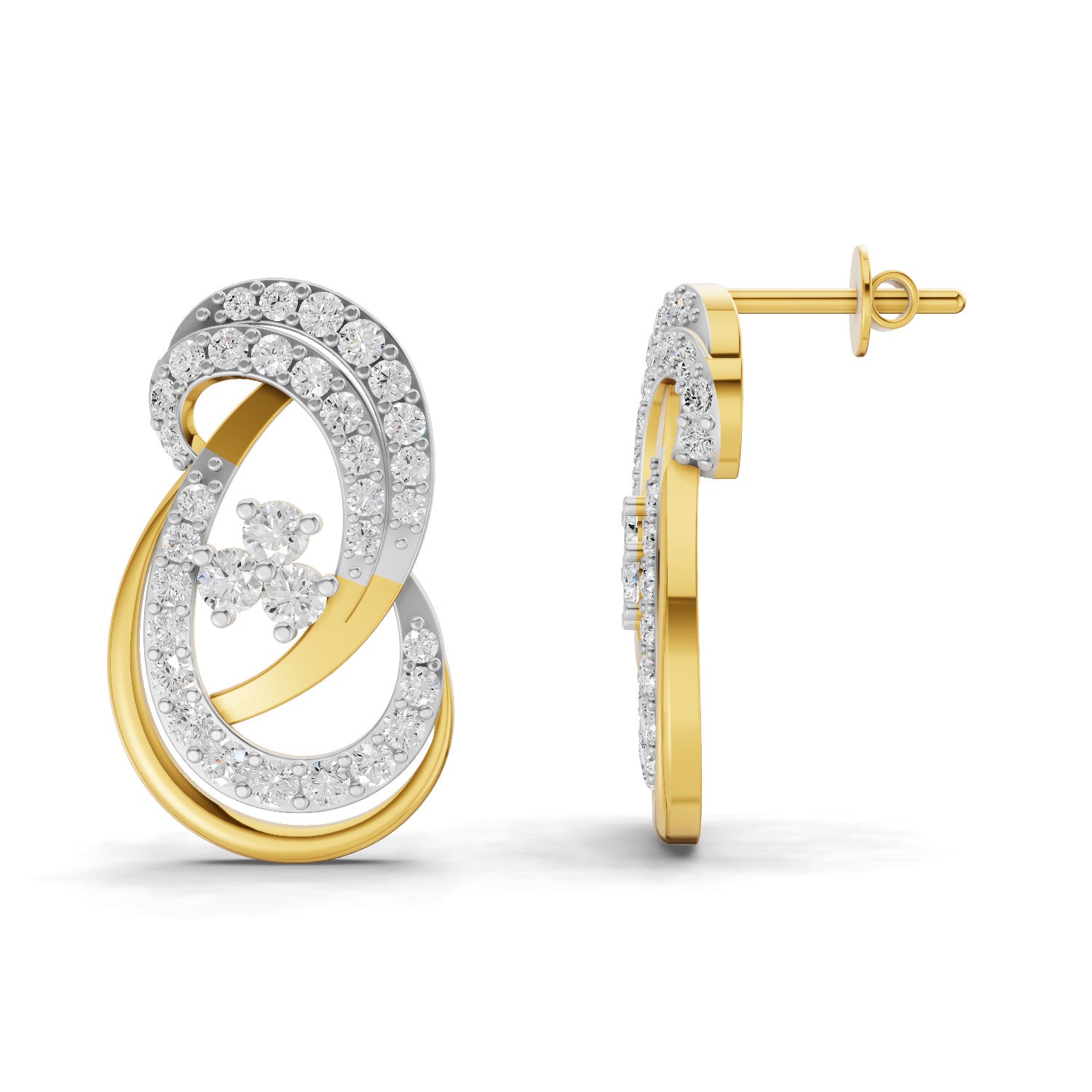 1.27 Carat  | 925 Sterling Silver Gold Plated Fashion Earrings