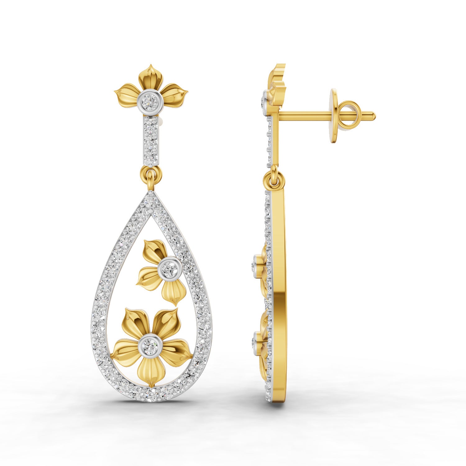 0.88 Carat  | 925 Sterling Silver Gold Plated Fashion Earrings