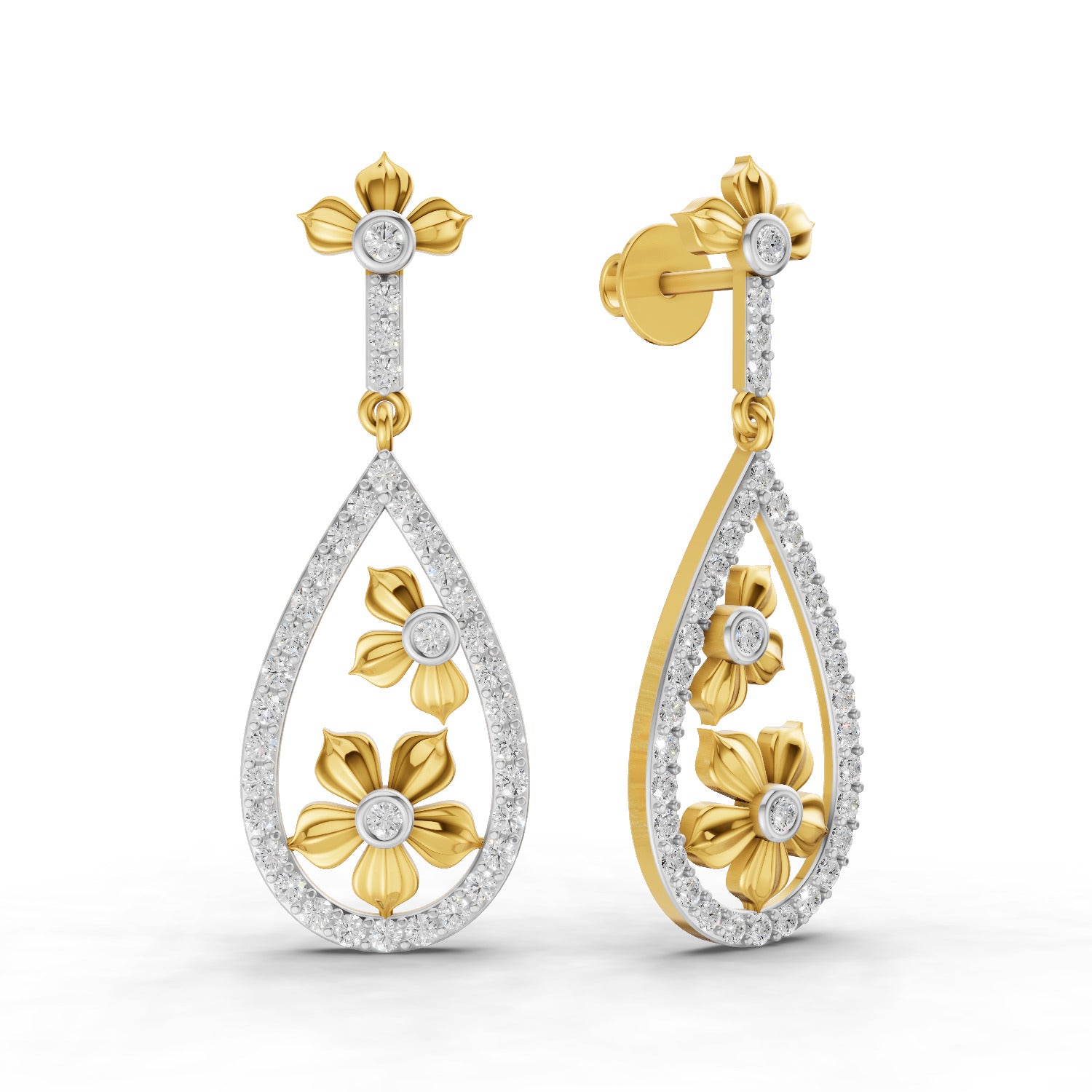 0.88 Carat  | 925 Sterling Silver Gold Plated Fashion Earrings