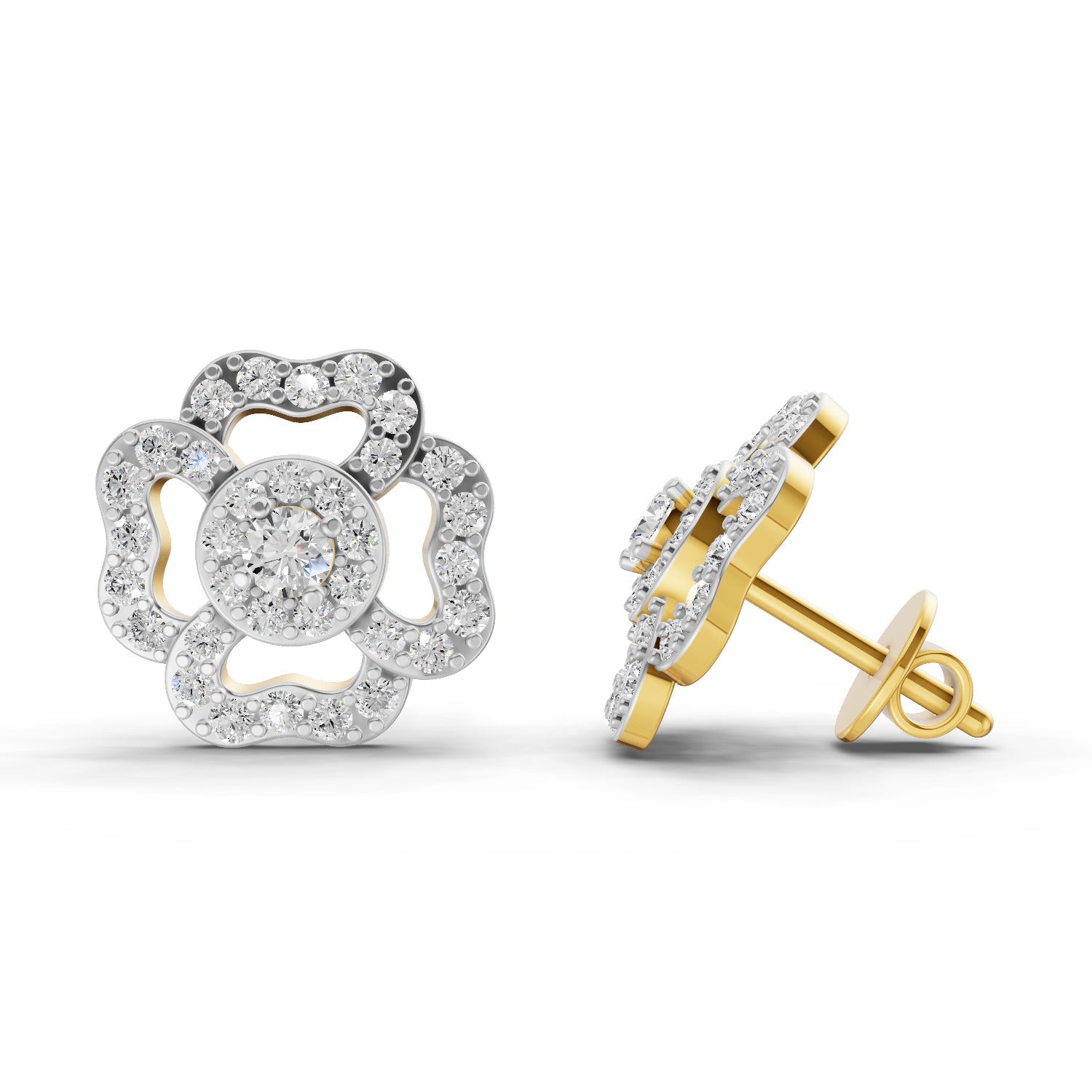 0.93 Carat  | 925 Sterling Silver Gold Plated Fashion Earrings