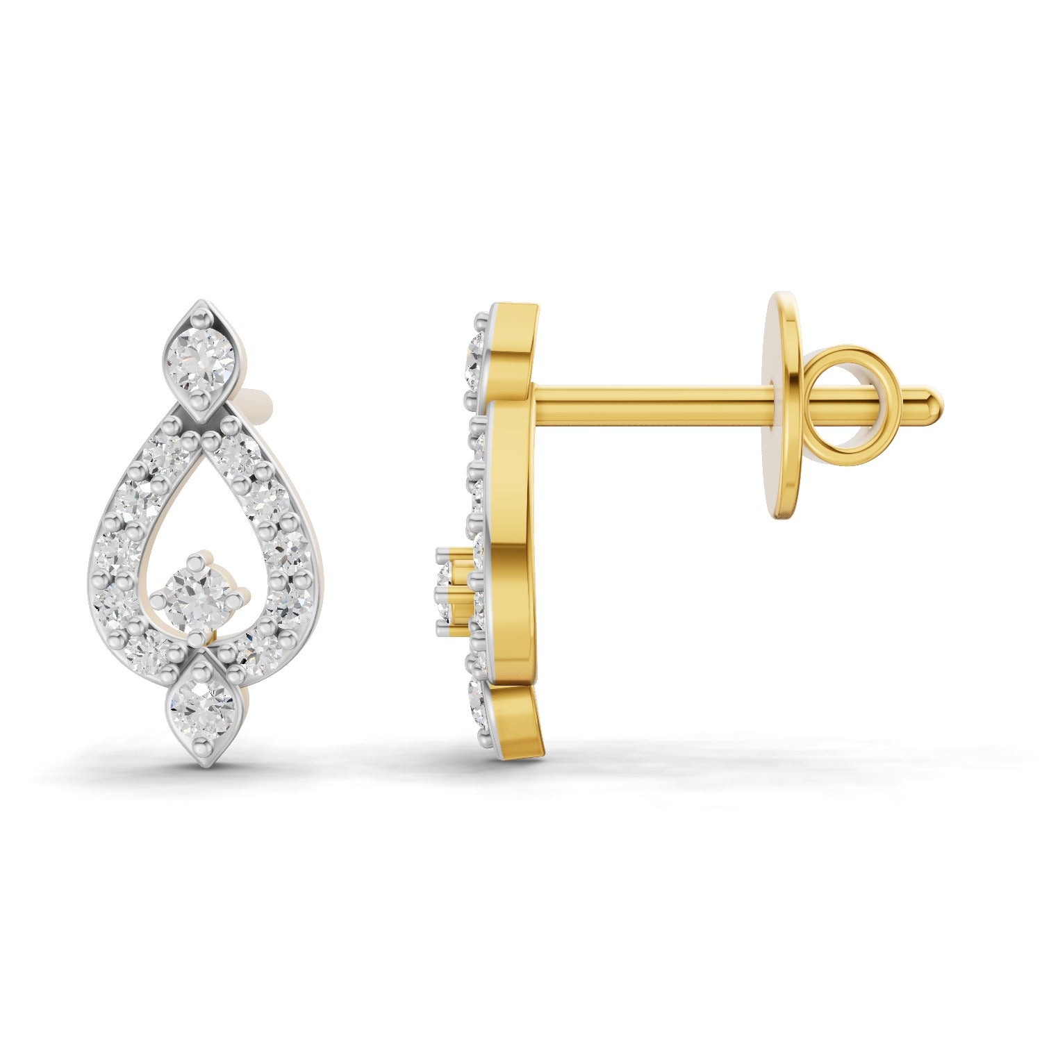 0.2 Carat  | 925 Sterling Silver Gold Plated Teardrop Fashion Earrings