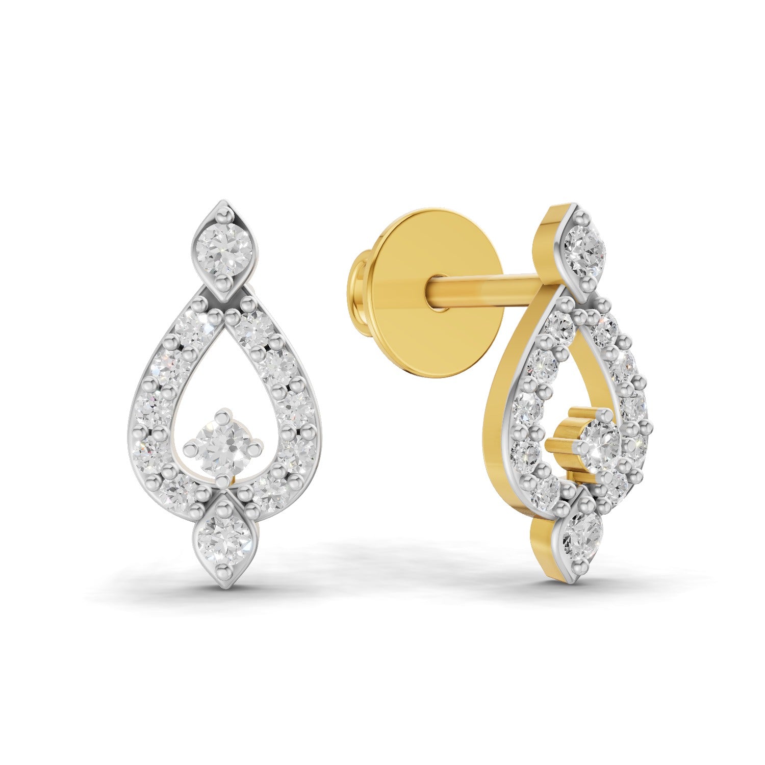 0.2 Carat  | 925 Sterling Silver Gold Plated Teardrop Fashion Earrings