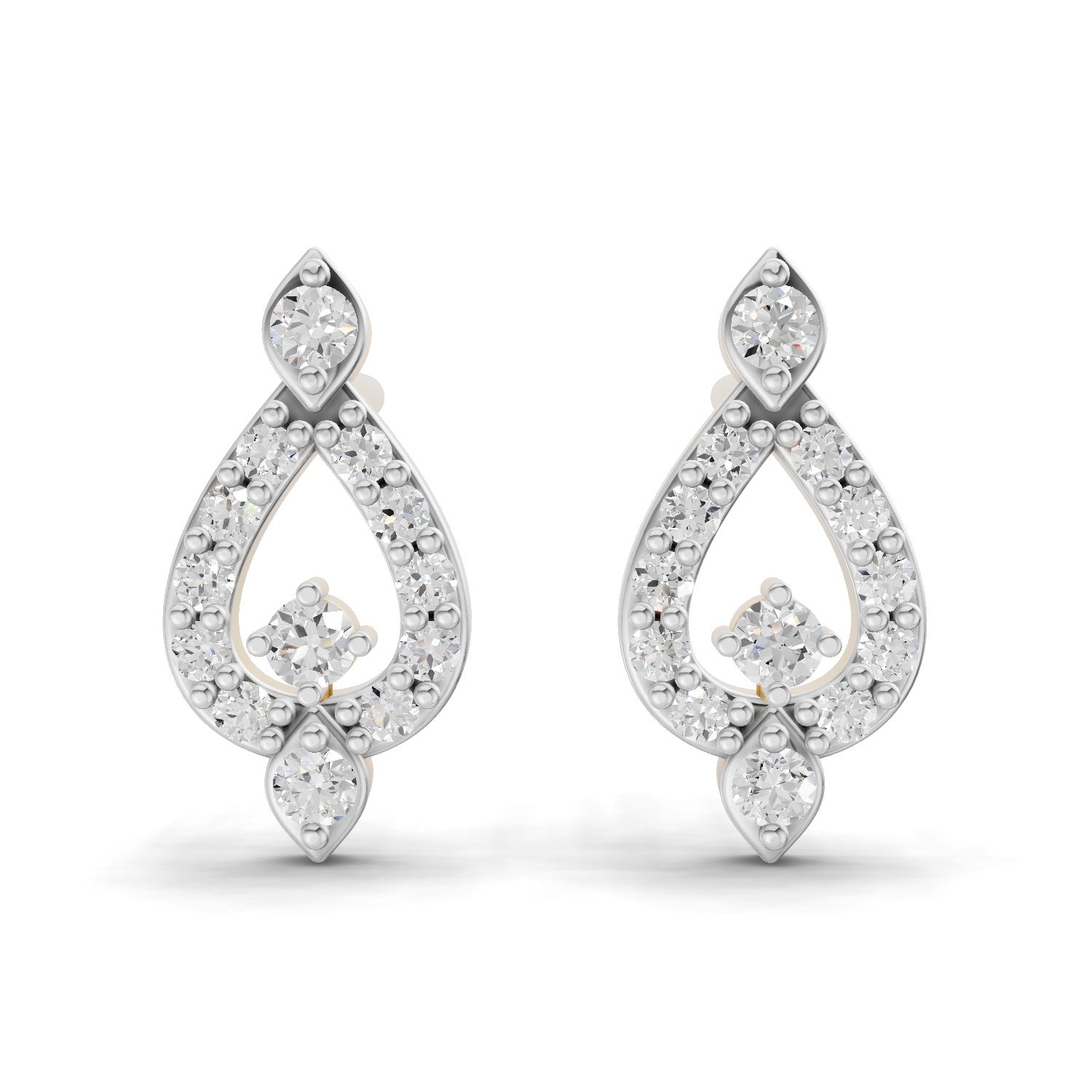 0.2 Carat  | 925 Sterling Silver Gold Plated Teardrop Fashion Earrings